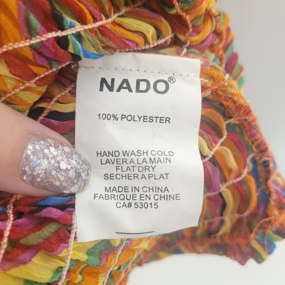 2/20 Nado Backless Halter Blouse | Striped Hippie Boho Top | Size Medium - Picture 5 of 7